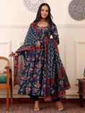 Floral Printed Anarkali Kurta With Trousers And Dupatta