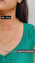 Delicate Gold-Plated Pearl Chain Necklace for Women – Lightweight & Elegant Daily Wear Jewelry