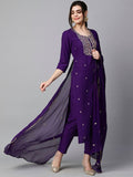 Floral Embroidered Regular Kurta With Trousers & Dupatta