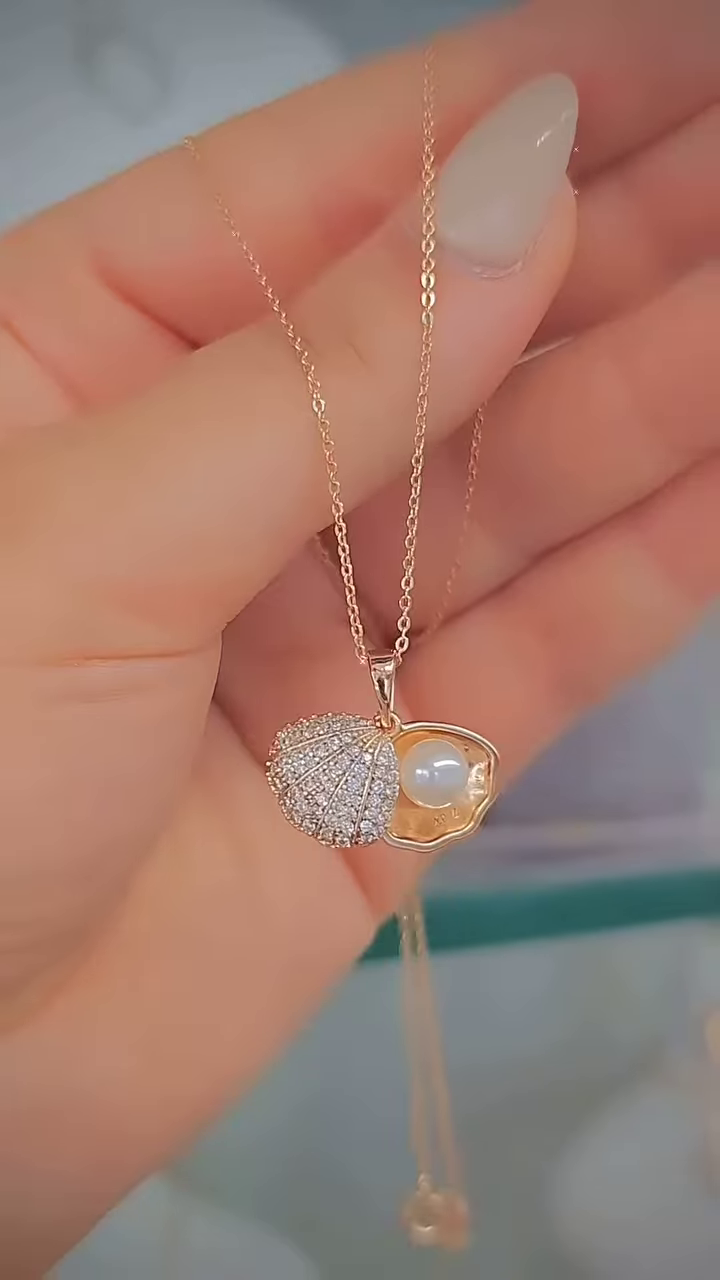 Elegant Rose Gold-Toned Double Heart Necklace with Sparkling Accents