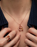 Whimsical Rose Gold-Toned Necklace and Ring Set with Bird Charms and Gemstone Accents