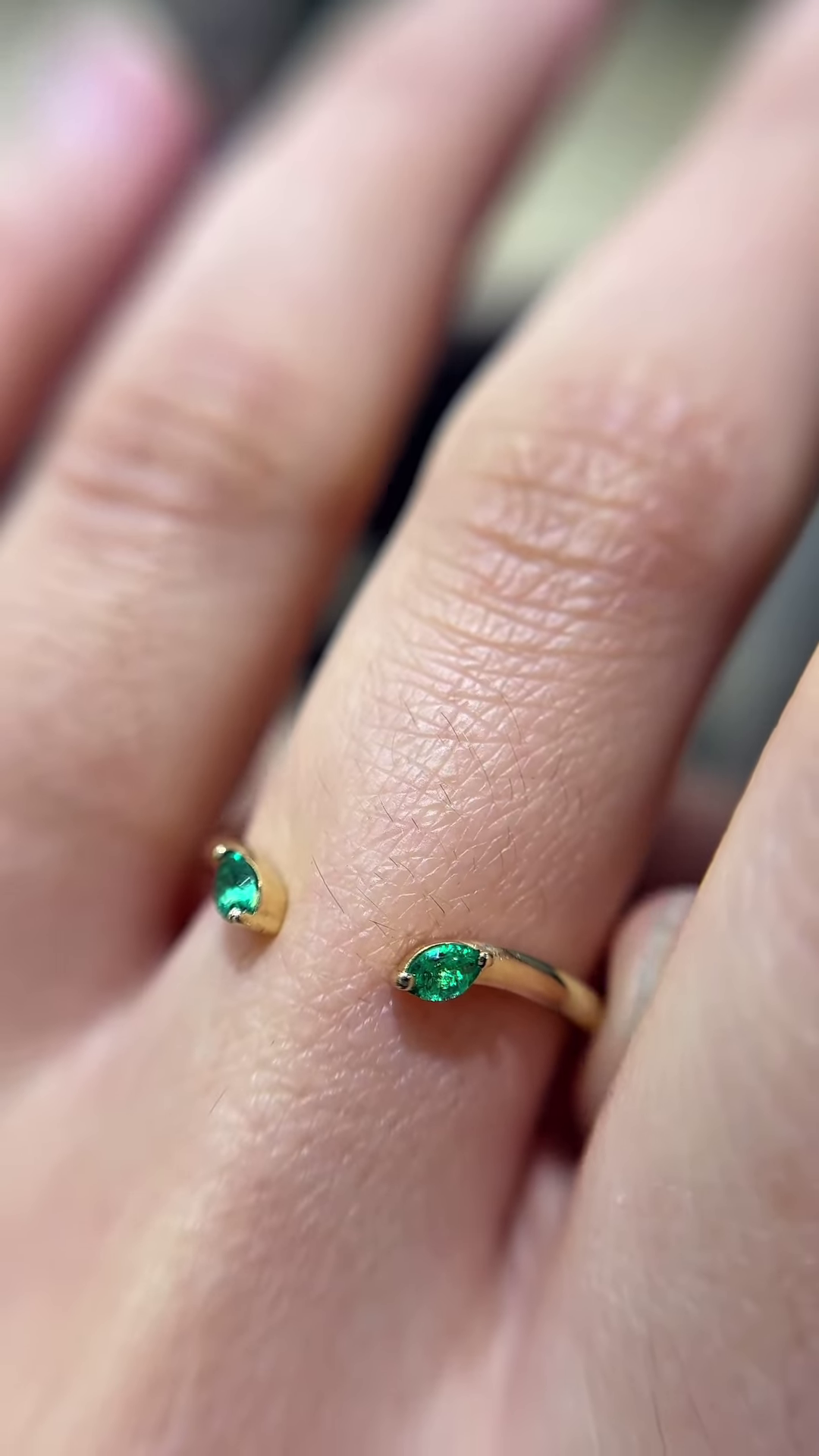 Unique Gold Emerald Cut Emerald Ring Set with Diamond Accents