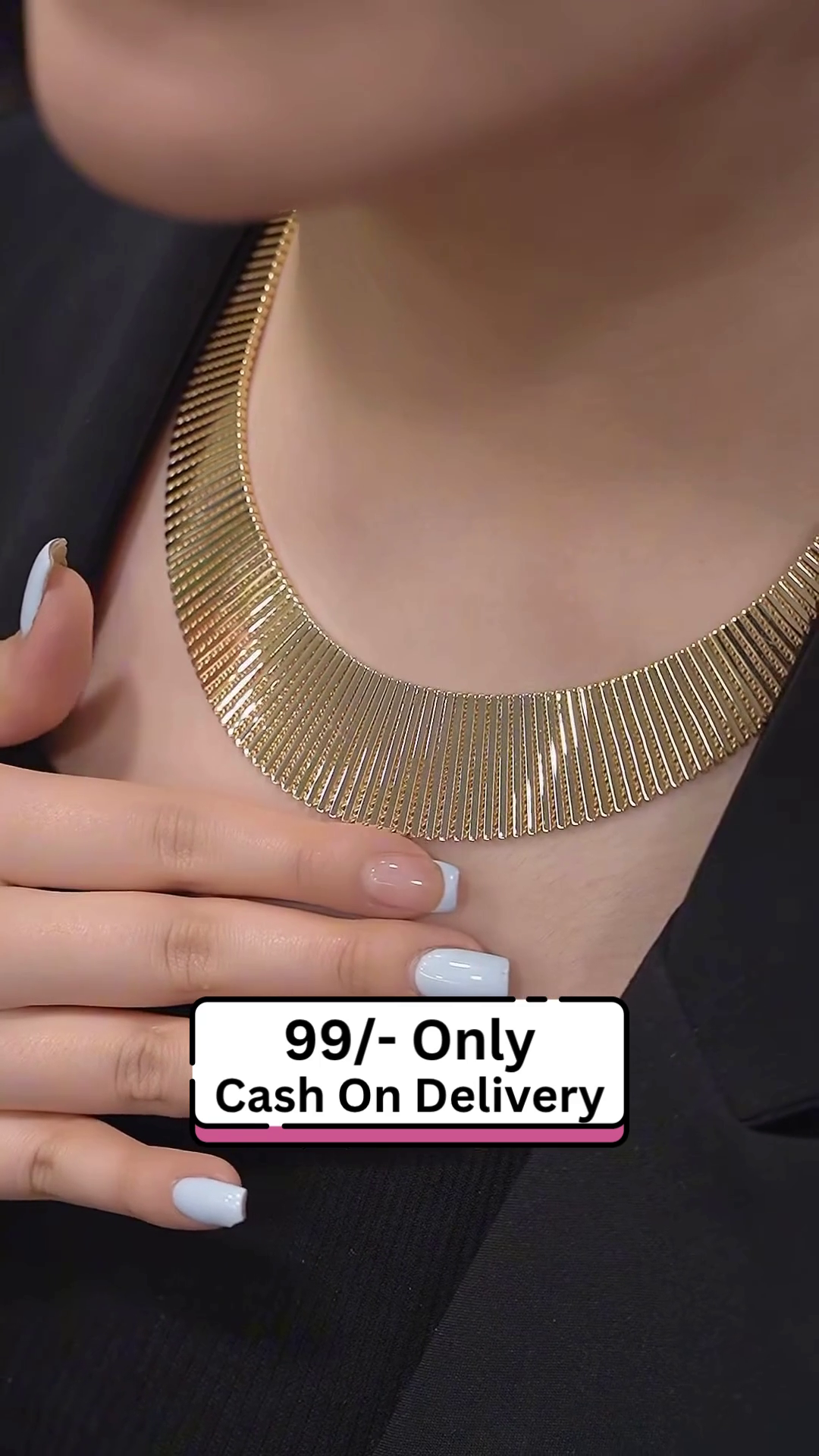 Bold Gold-Plated Statement Collar Necklace for Women – Stylish Modern Choker Design for Parties, Weddings & Office Wear