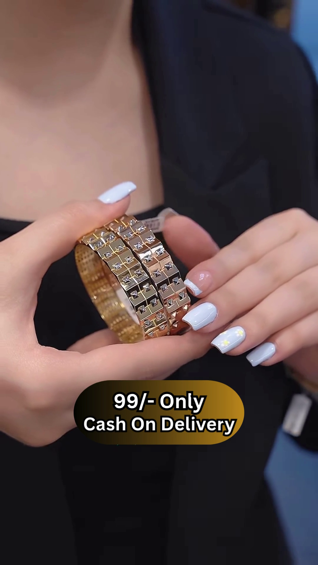 Bold Gold-Toned Square Link Bracelet with Studded Detail