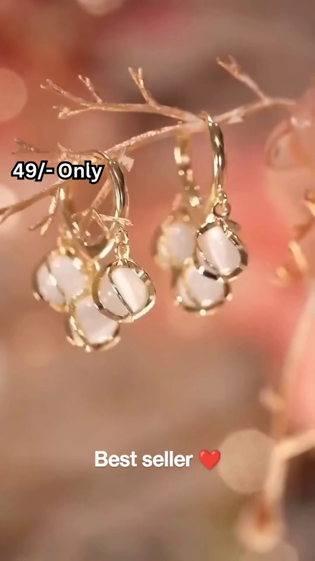 Elegant Gold-Toned Drop Earrings with Opaque Orb Design
