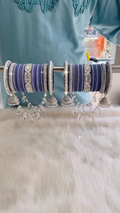Traditional Navy Blue and Silver Bridal Bangle Set with Hanging Jhumkas