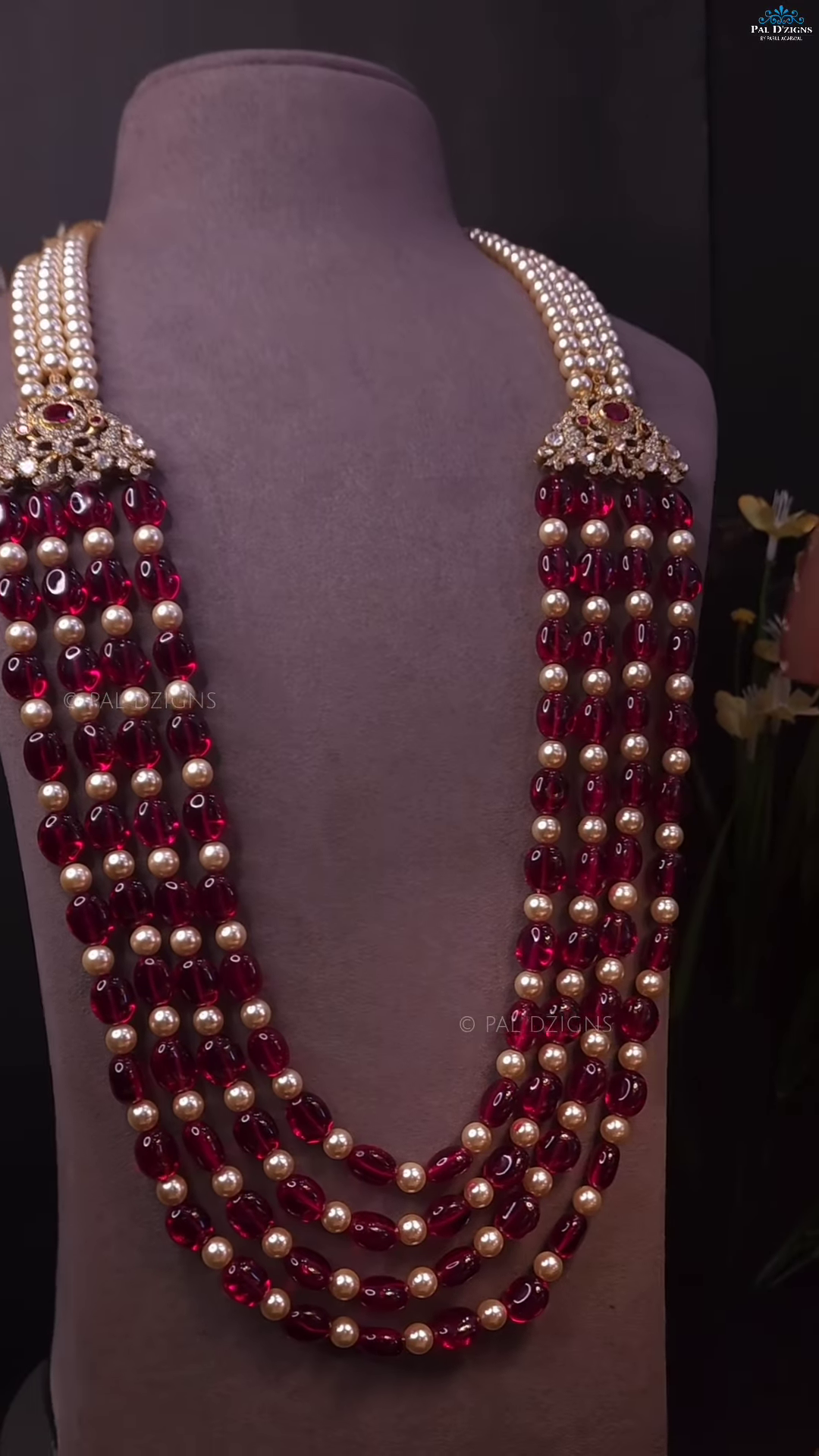 Multi-Strand Green Beaded Necklace with Square Polki-Style Accents