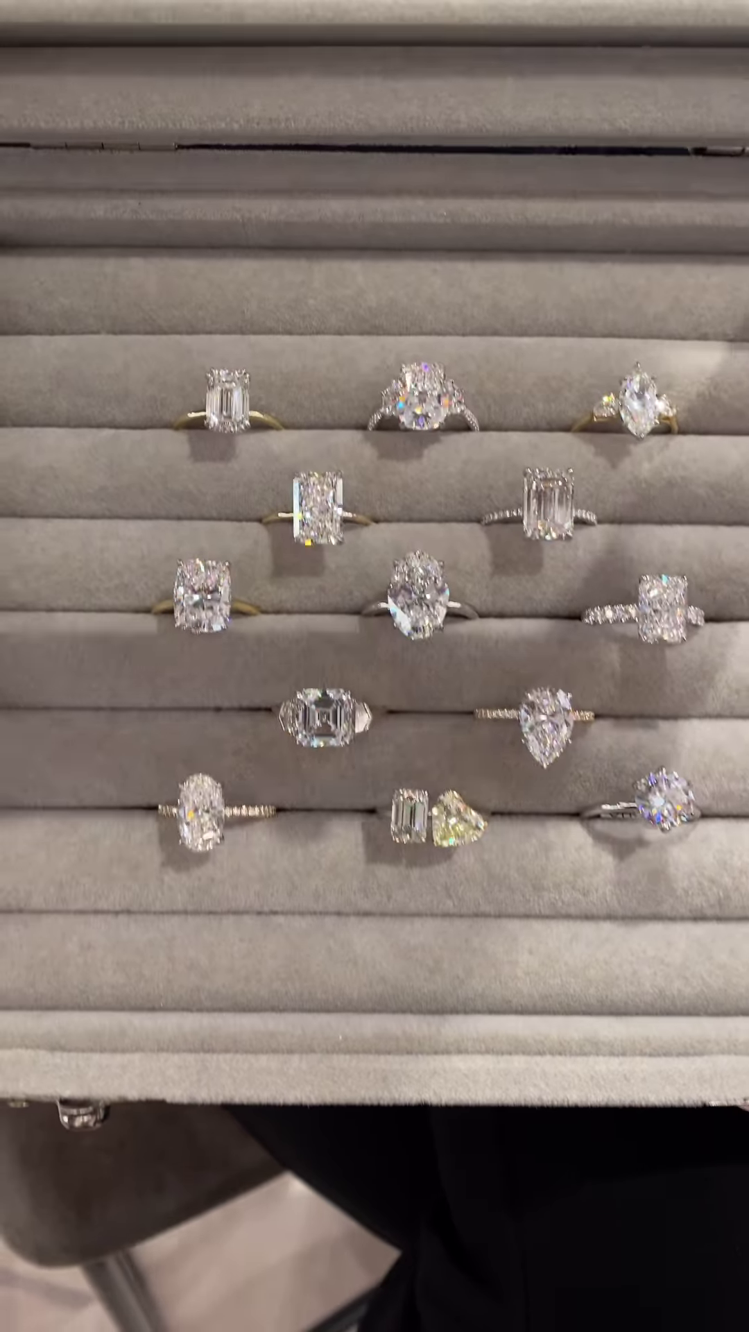 Artisan Gold-Toned Kite-Cut Salt & Pepper Diamond Ring with Baguette Accents