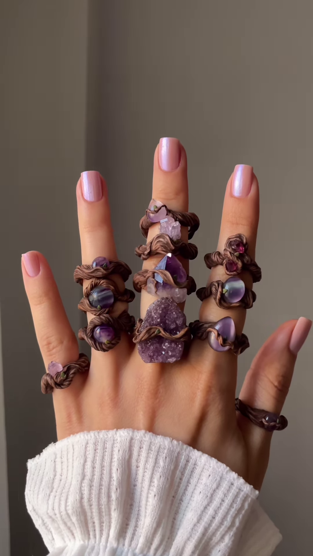 Artisanal Wire-Wrapped Ring with Natural Purple Gemstone