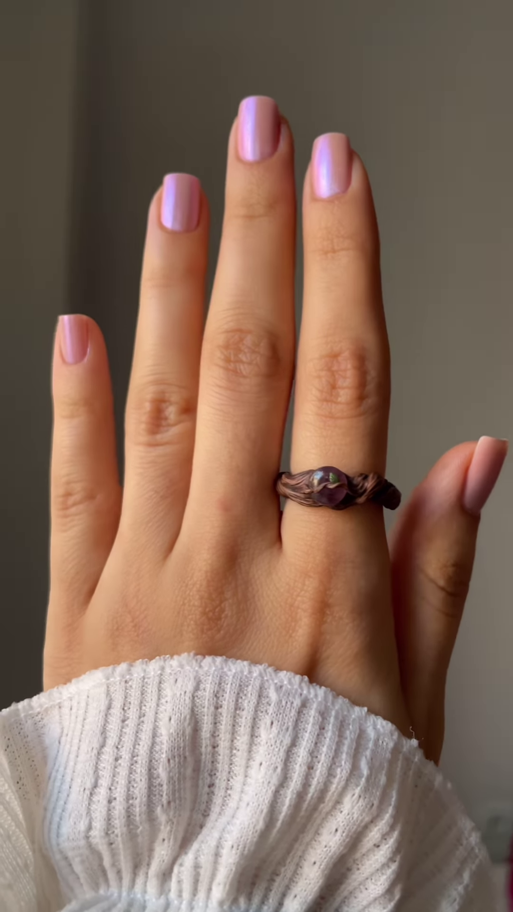 Artisanal Wire-Wrapped Ring with Natural Purple Gemstone