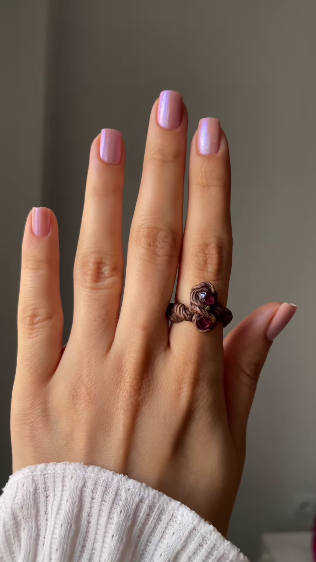 Artisanal Wire-Wrapped Ring with Natural Purple Gemstone
