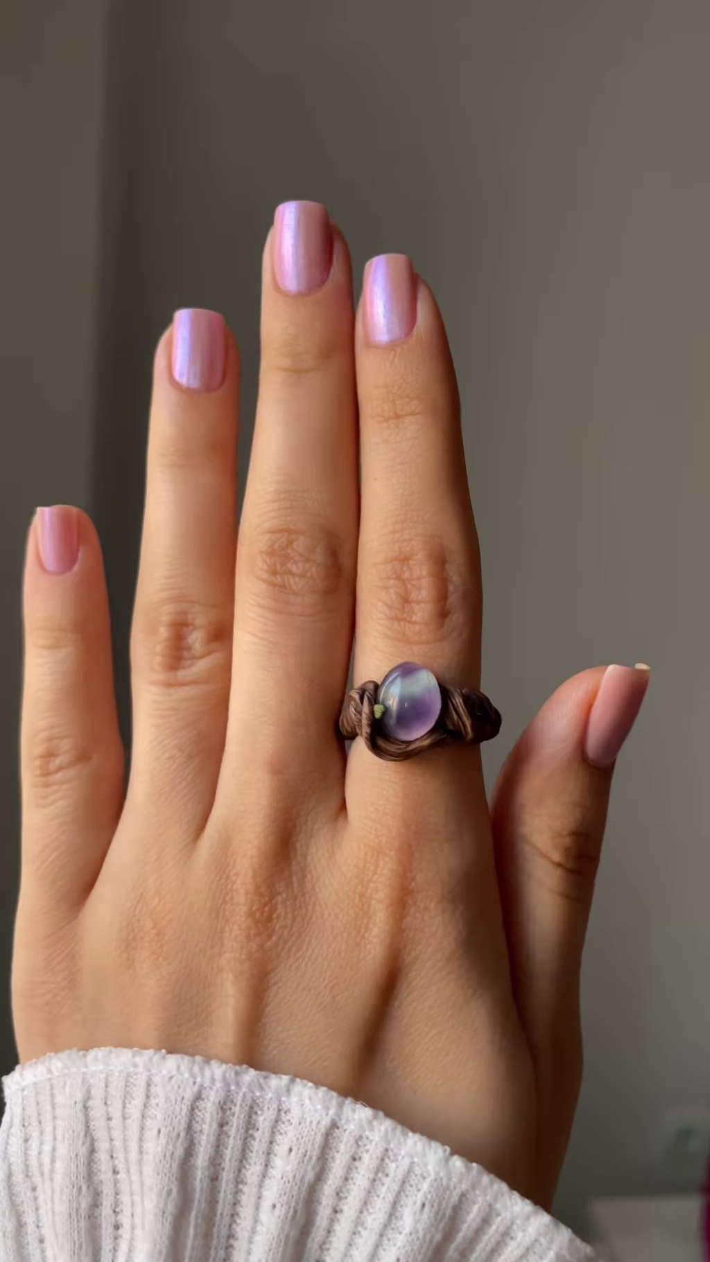 Artisanal Wire-Wrapped Ring with Natural Purple Gemstone