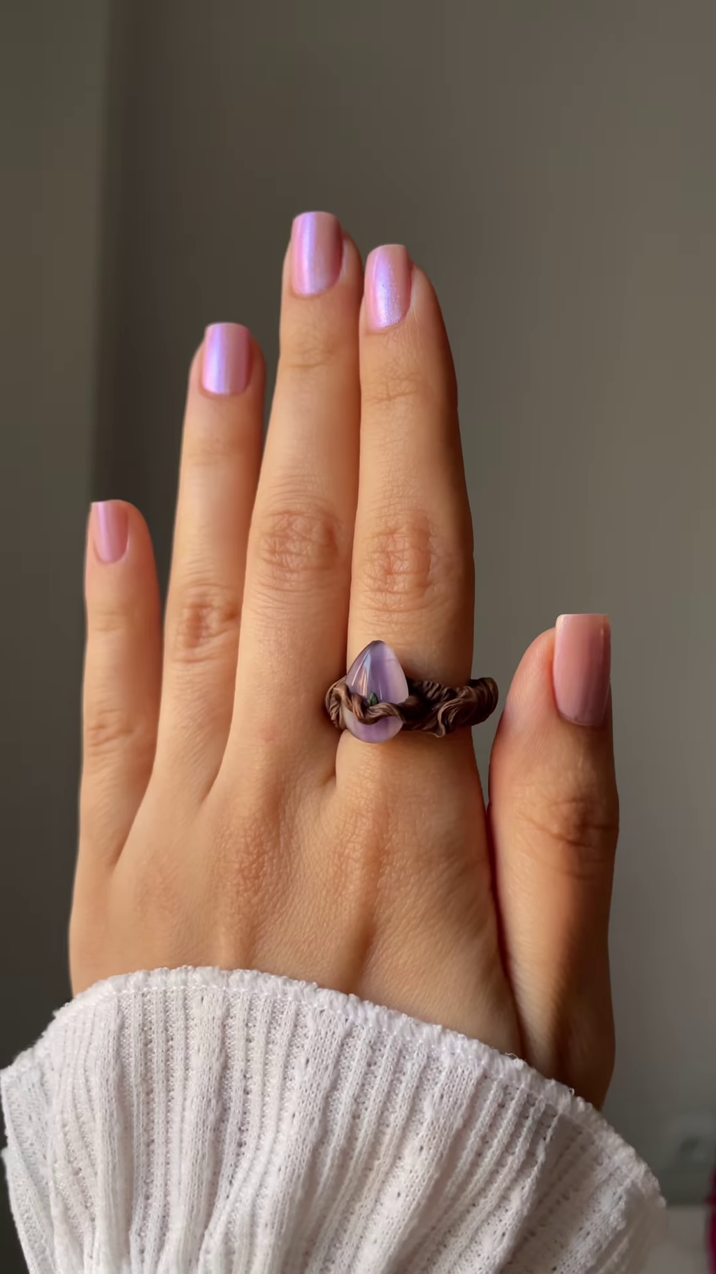 Artisanal Wire-Wrapped Ring with Natural Purple Gemstone