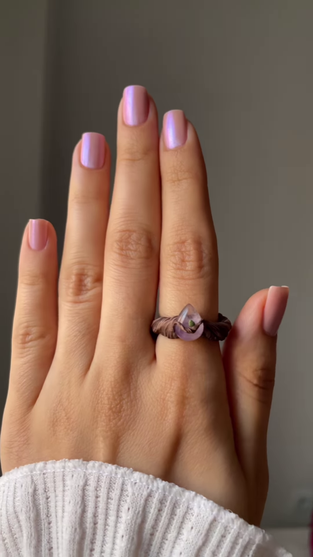 Artisanal Wire-Wrapped Ring with Natural Purple Gemstone