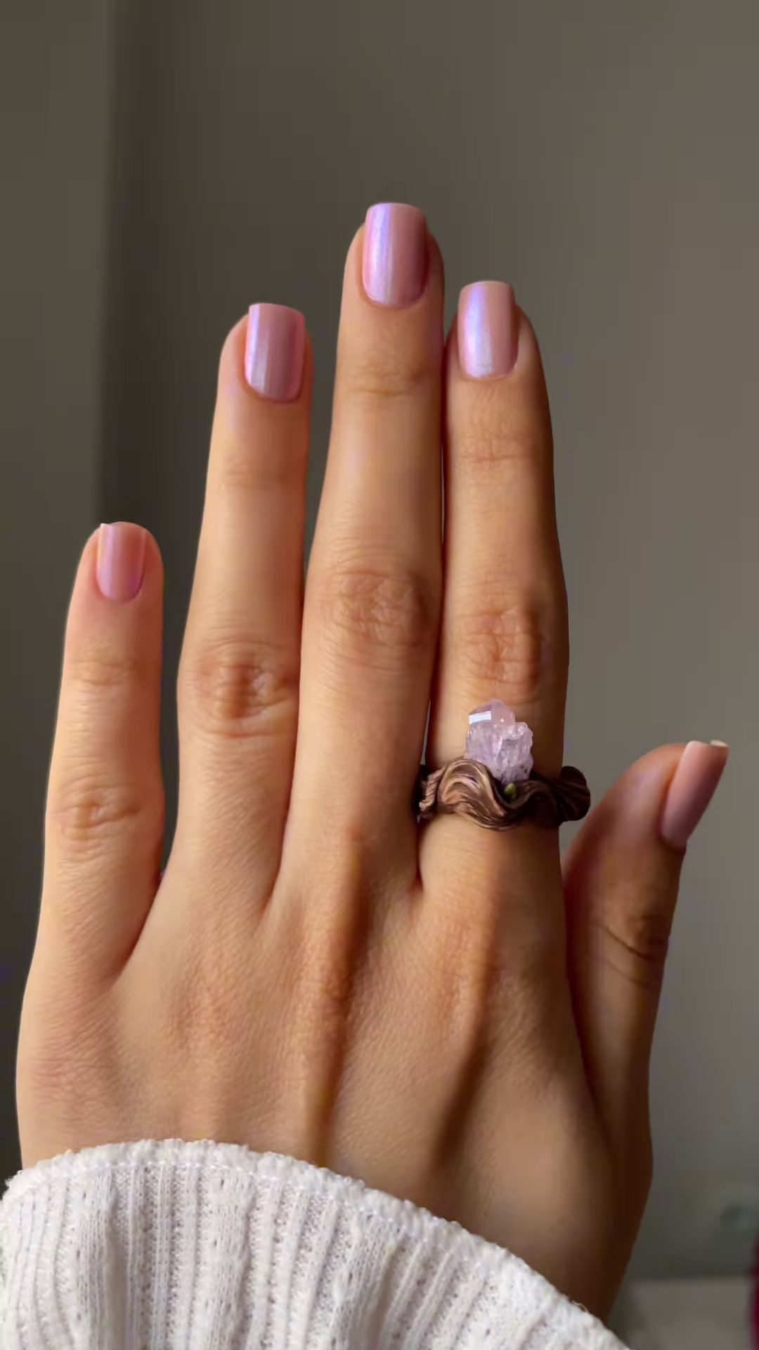 Artisanal Wire-Wrapped Ring with Natural Purple Gemstone