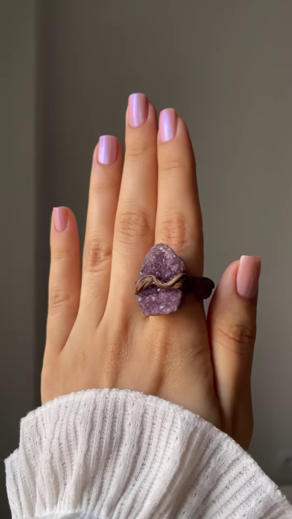 Artisanal Wire-Wrapped Ring with Natural Purple Gemstone