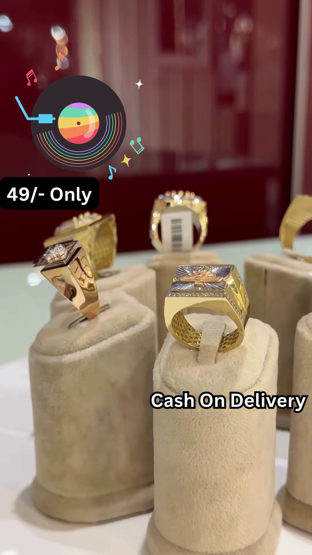 Bold Gold-Toned Statement Ring with Intricate Textured Design for Men