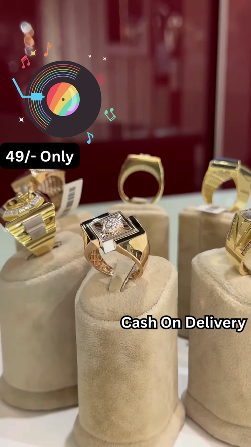 Bold Gold-Toned Statement Ring with Intricate Textured Design for Men