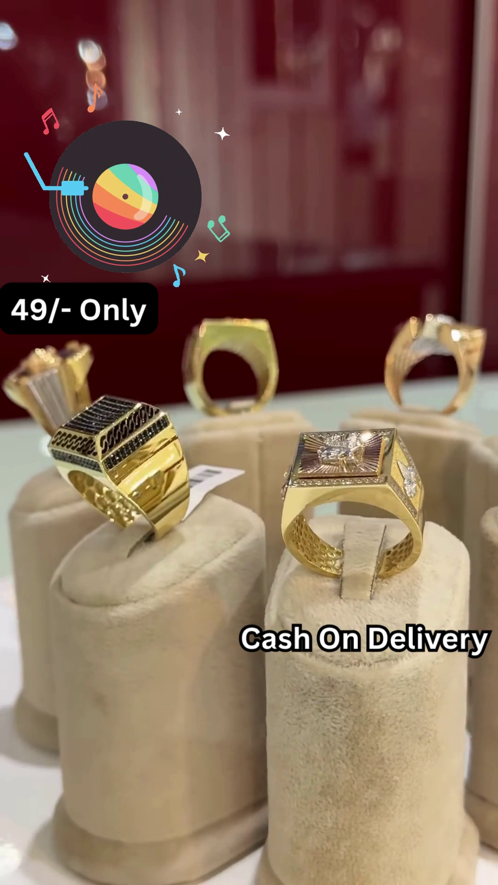 Bold Gold-Toned Statement Ring with Intricate Textured Design for Men