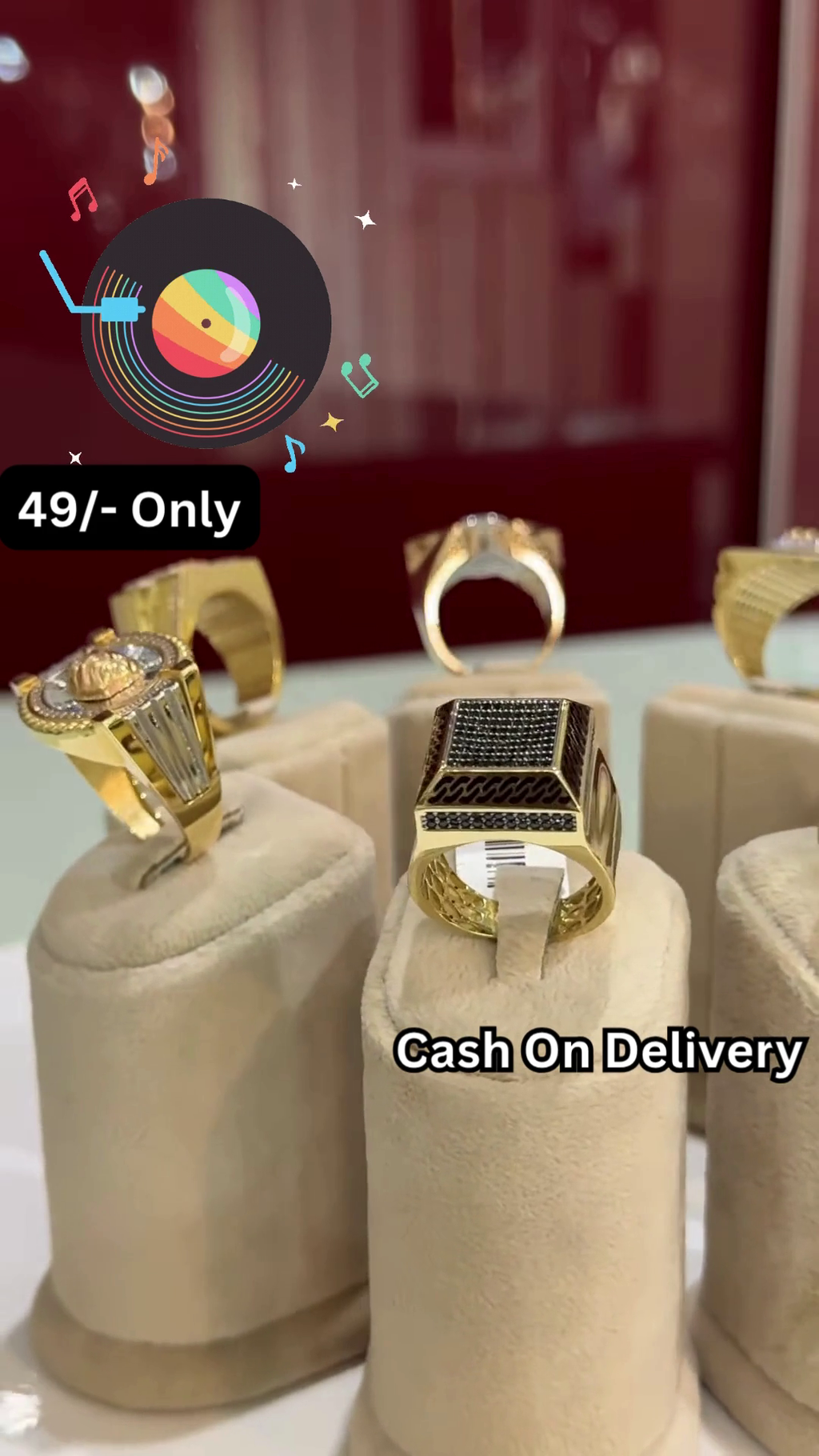 Bold Gold-Toned Statement Ring with Intricate Textured Design for Men