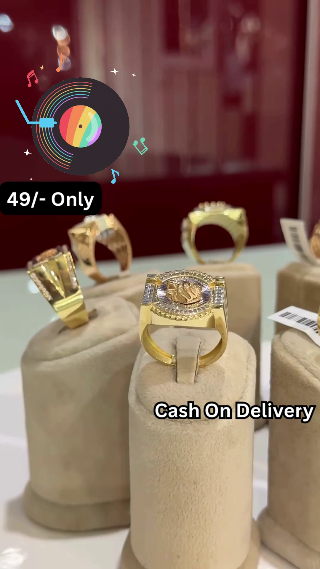 Bold Gold-Toned Statement Ring with Intricate Textured Design for Men