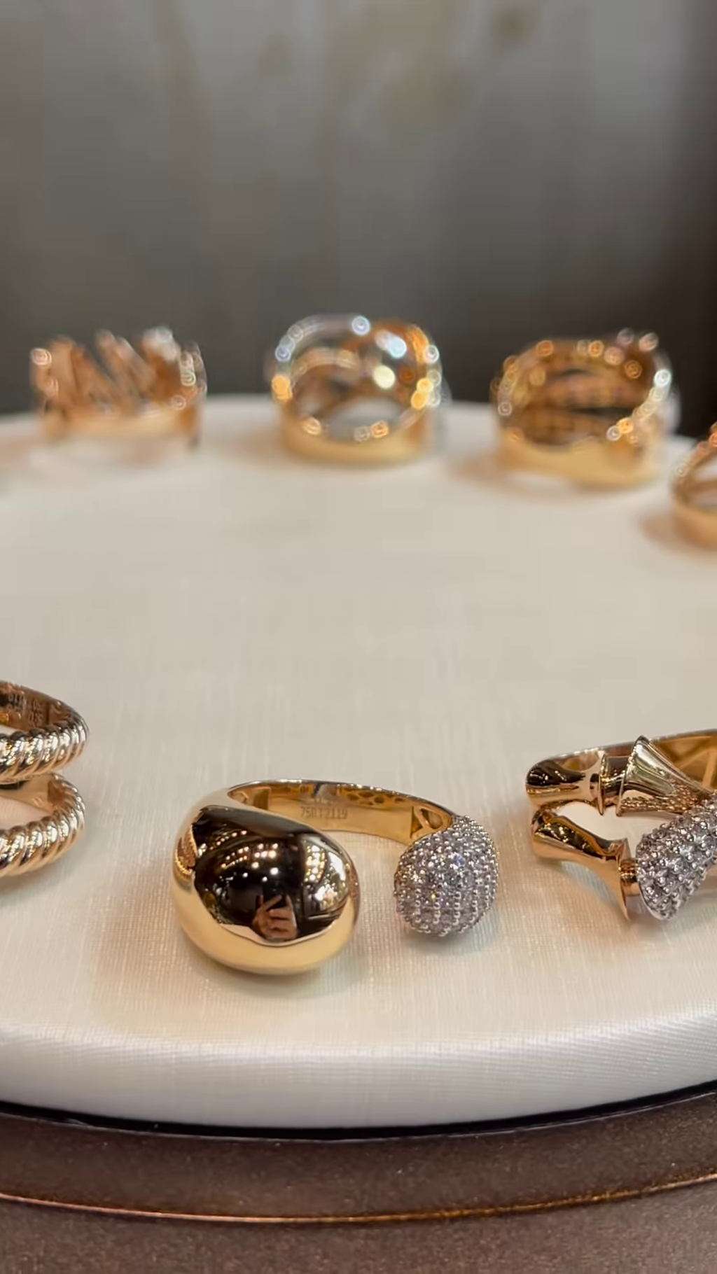 Chic Gold-Toned Ring Stack with Pavé, Textured, and Chain Link Designs