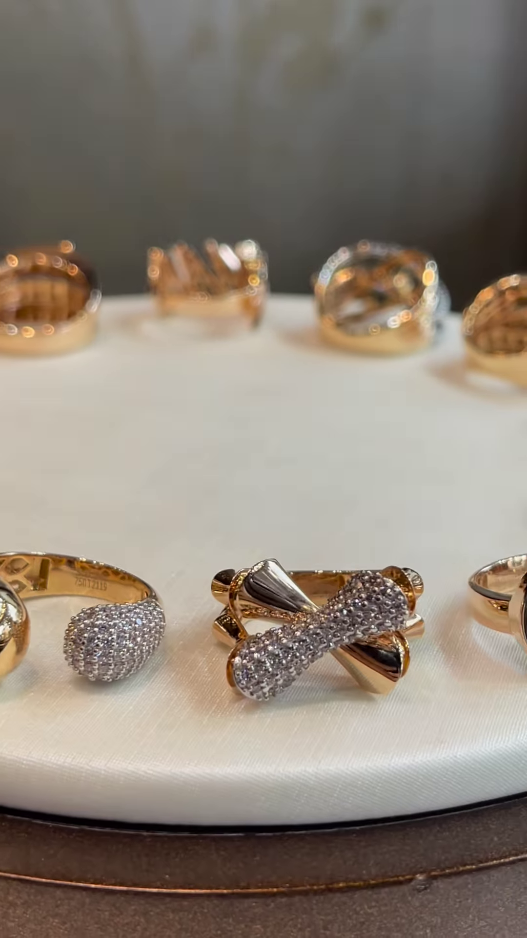 Chic Gold-Toned Ring Stack with Pavé, Textured, and Chain Link Designs