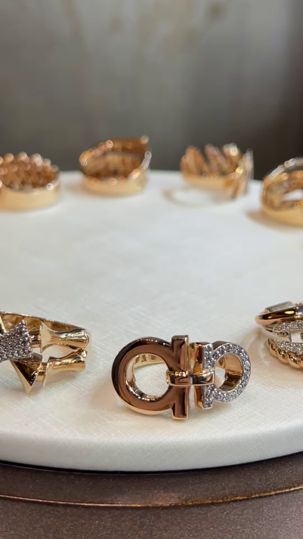 Chic Gold-Toned Ring Stack with Pavé, Textured, and Chain Link Designs