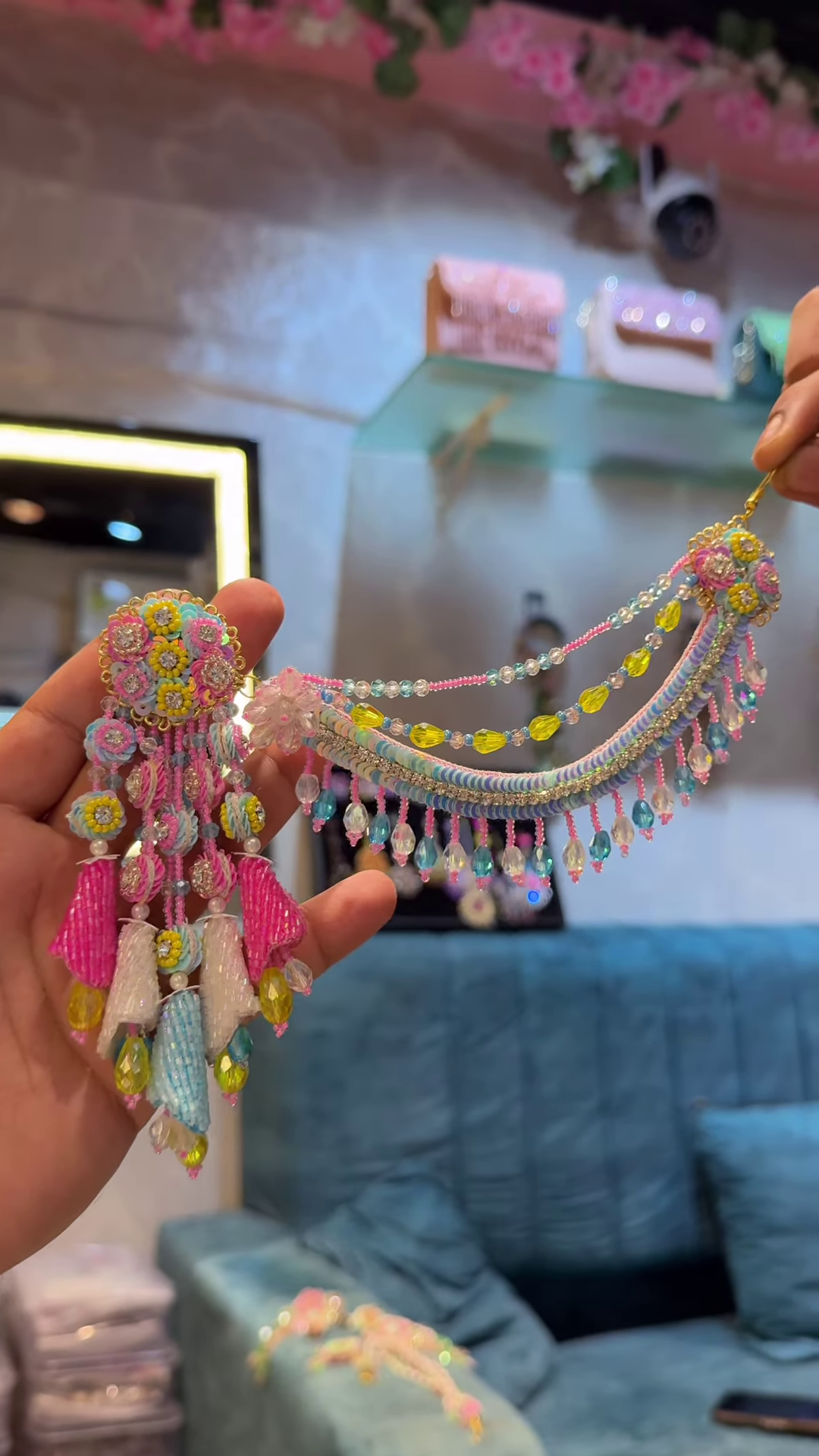 Vibrant Multi-Strand Maang Tikka with Colorful Beads and Tassel Drops