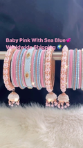 Vibrant Multi-Tone Bangle Set with Baby Pink, Sea Blue, and Embellished Charms