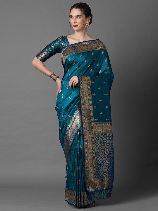 Ethnic Motif Woven Design Zari Banarasi Saree