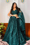Sangeet Look In Teal Color Lehenga Choli For Girl From Anaya Designer Studio