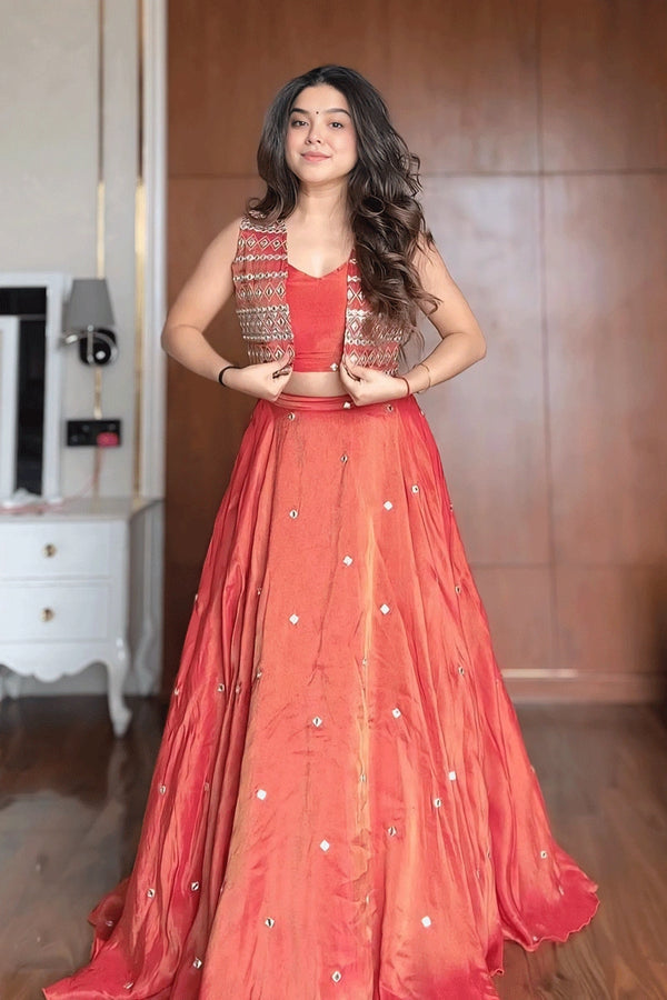 Party Wear Lehenga Choli With Sequnce Koti For Teenage Girl From Anaya Designer Studio