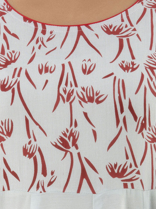 Women Ethnic Motifs Printed Round Neck Block Print Anarkali Kurti