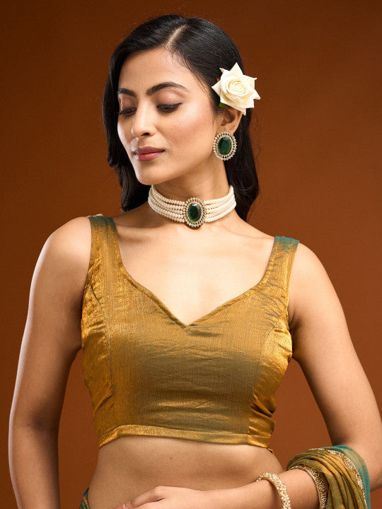 Solid Beads and Stones Saree